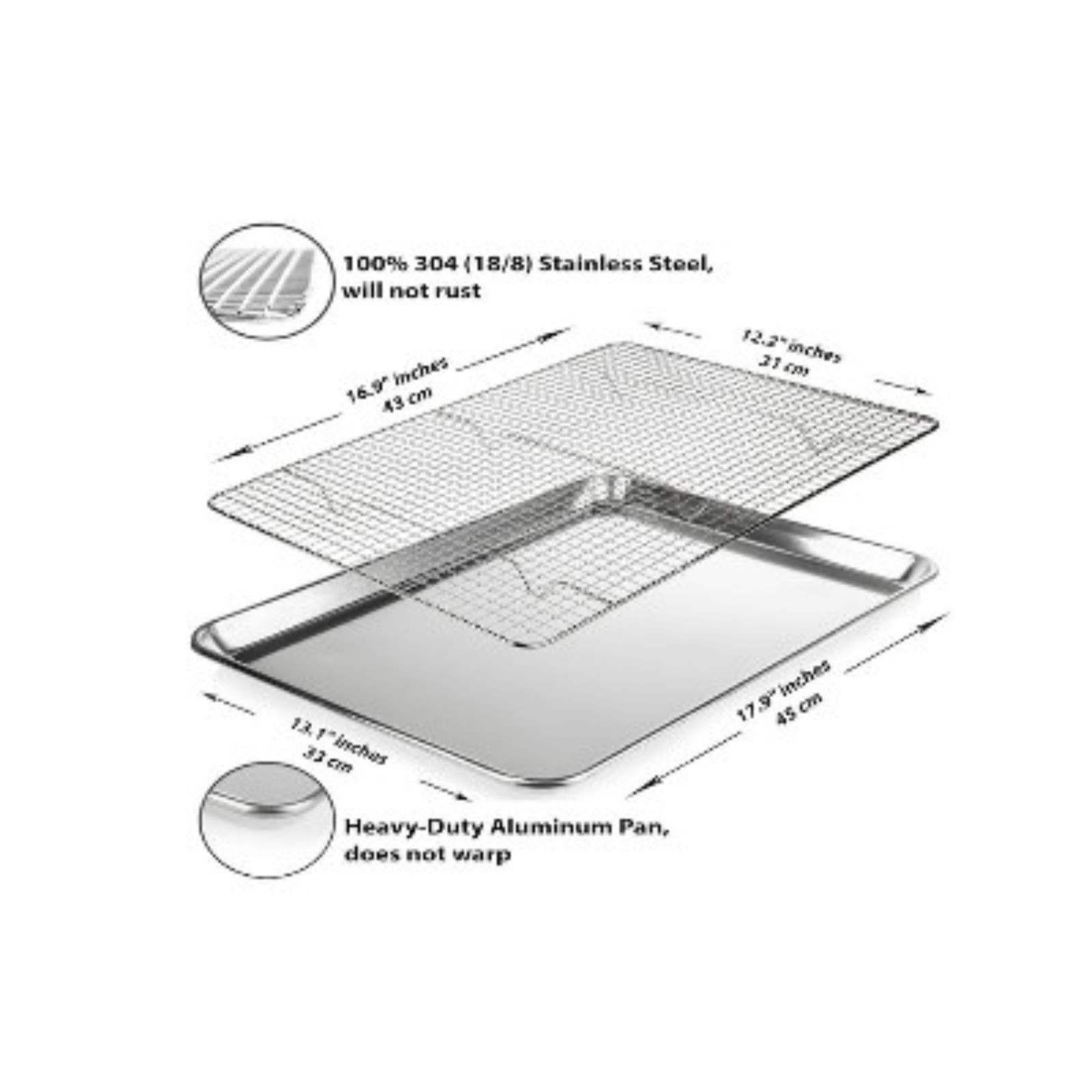 Kitchenatics: Half Sheet Aluminum Baking Pan With Stainless Steel Oven ...